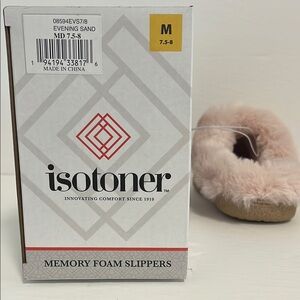Isotoner Pink Memory Foam Slippers Plush Comfort